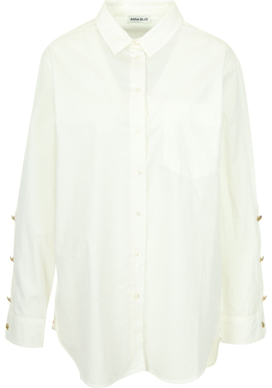ANNA BLUE BLOUSE LANGE MOUW