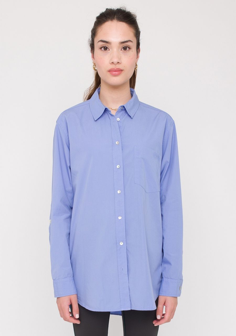 ANNA BLUE BLOUSE LANGE MOUW