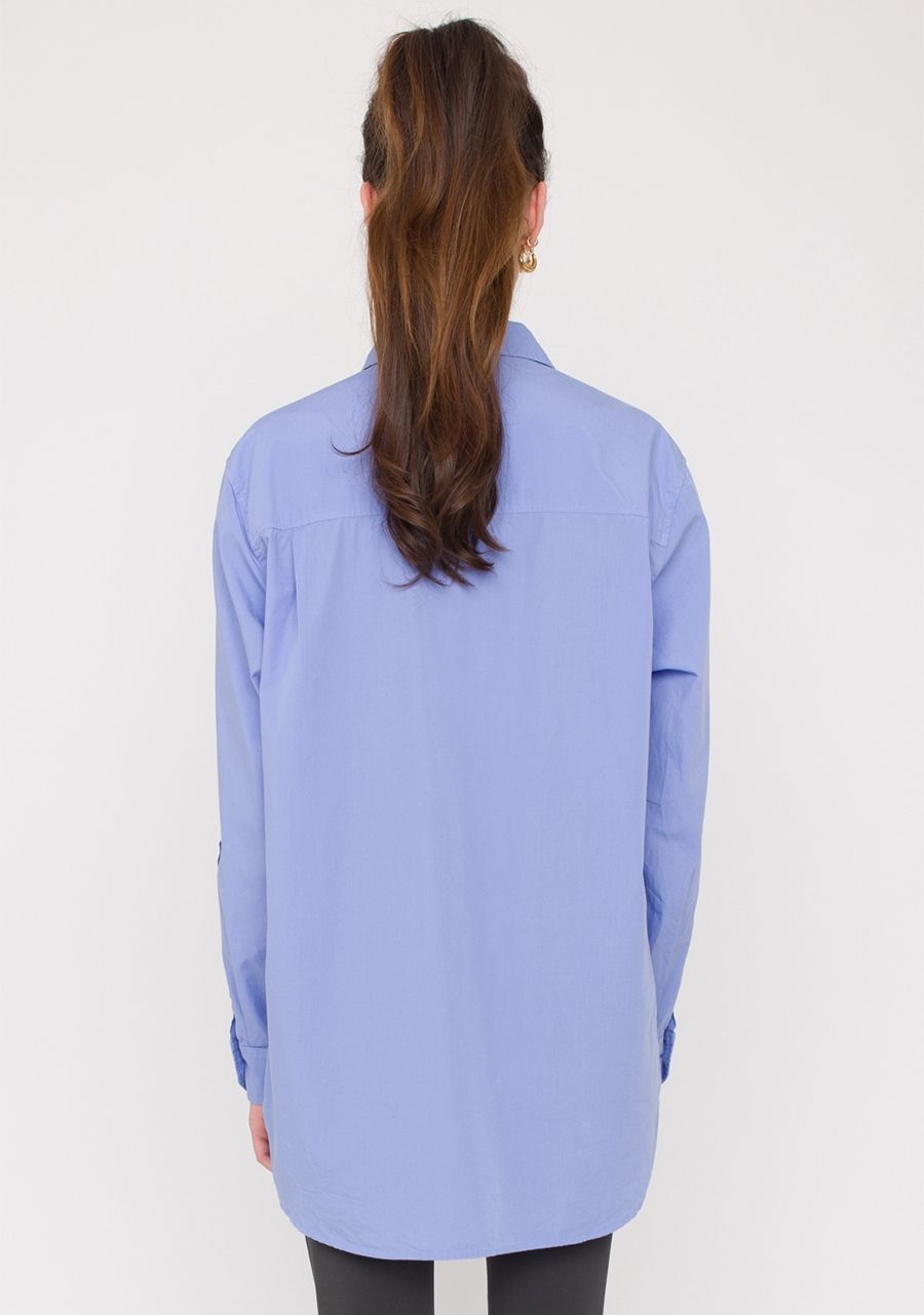 ANNA BLUE BLOUSE LANGE MOUW