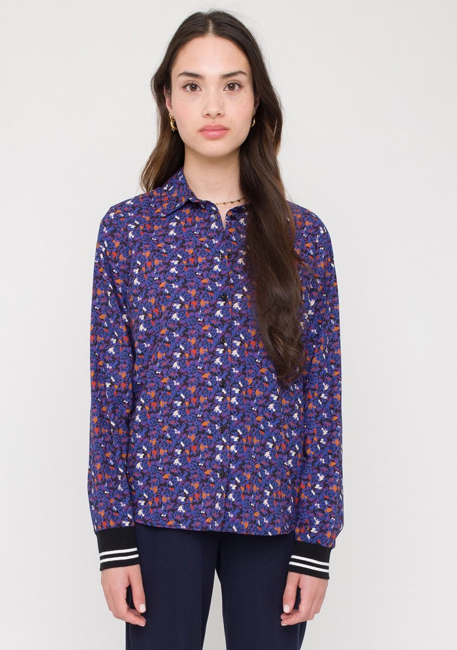 ANNA BLUE BLOUSE LANGE MOUW