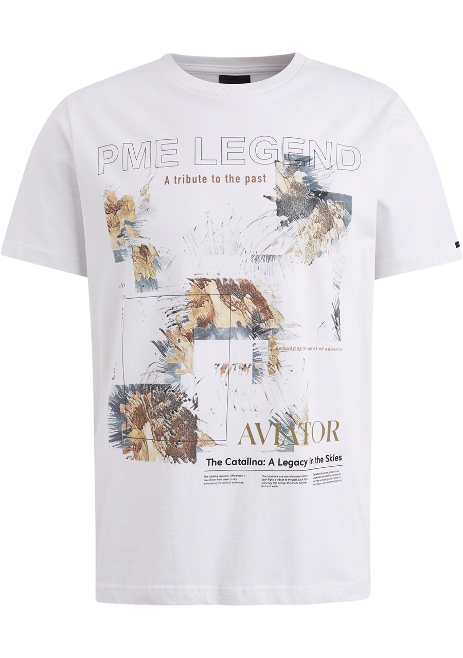 PME Legend Herren T-Shirt – Basic, Kurzarm, In Weiß, Größe M