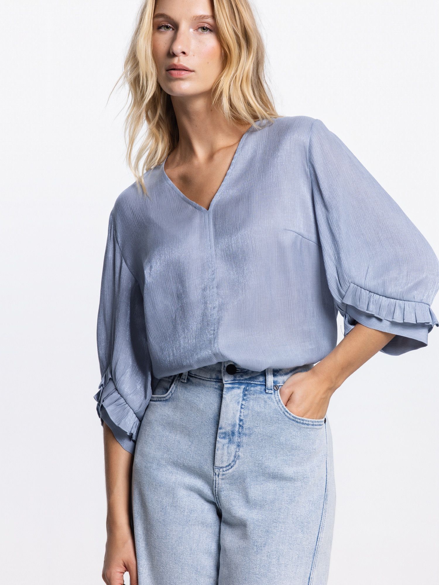JANSEN AMSTERDAM - BLOUSE - Blauw