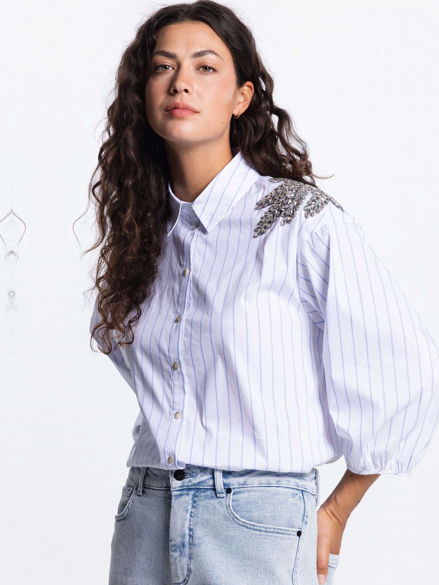 JANSEN AMSTERDAM - BLOUSE - Blauw
