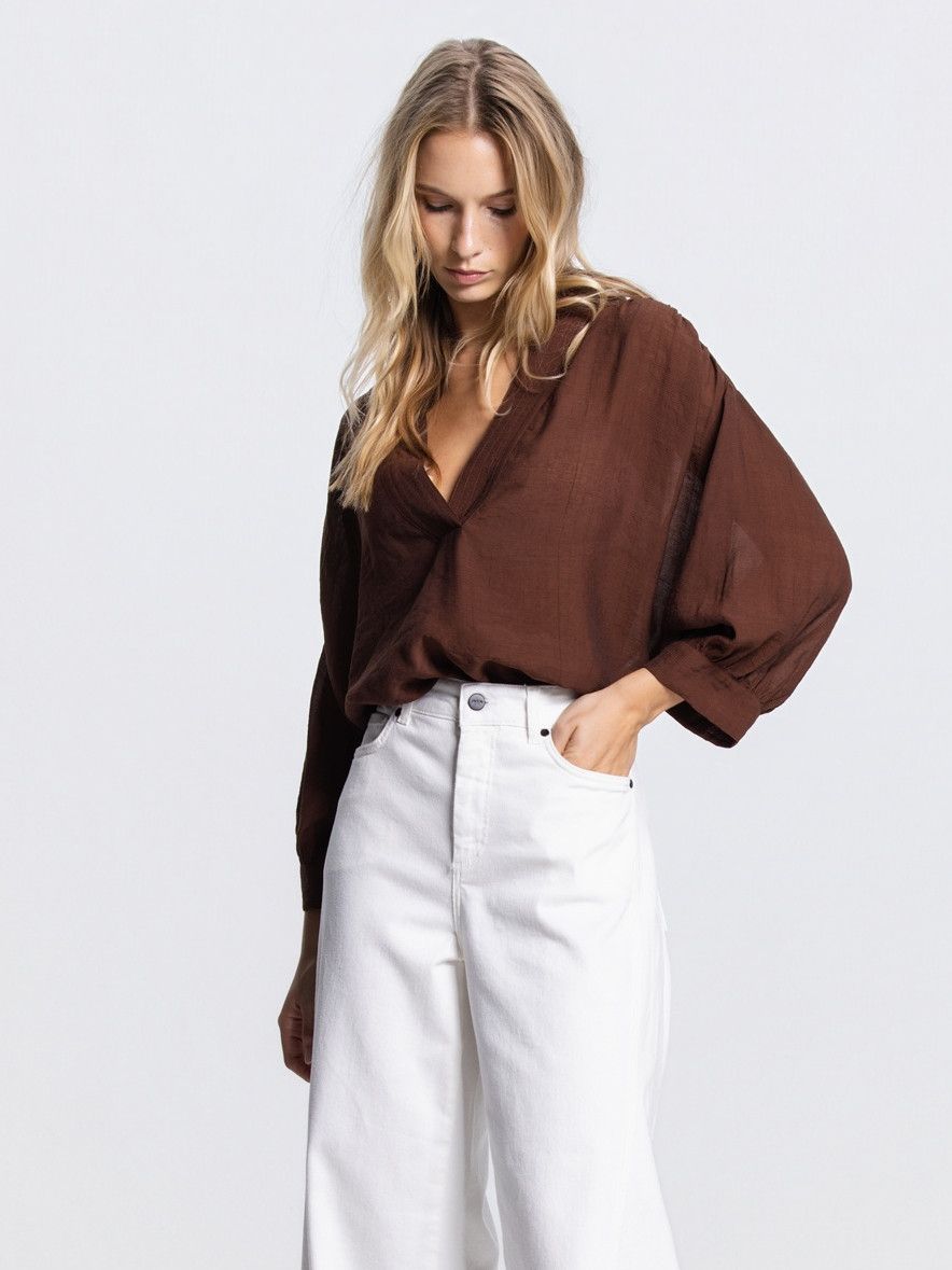 JANSEN AMSTERDAM - BLOUSE - Bruin