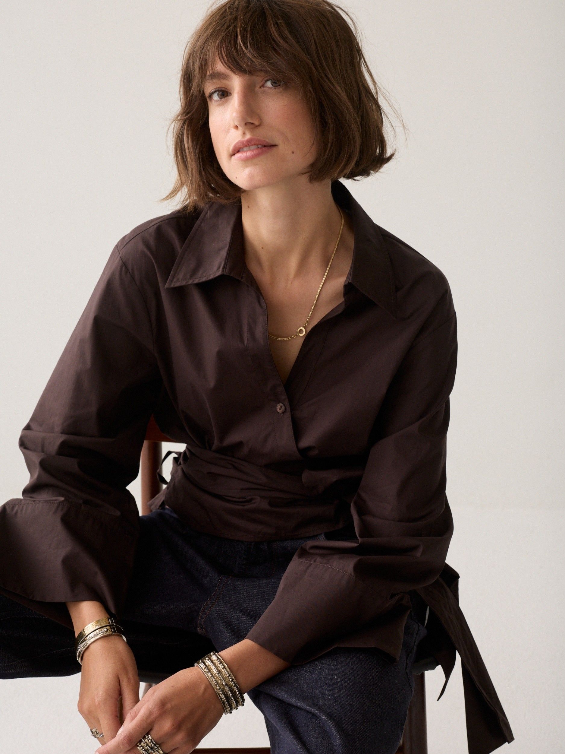 SUMMUM - BLOUSE - Bruin