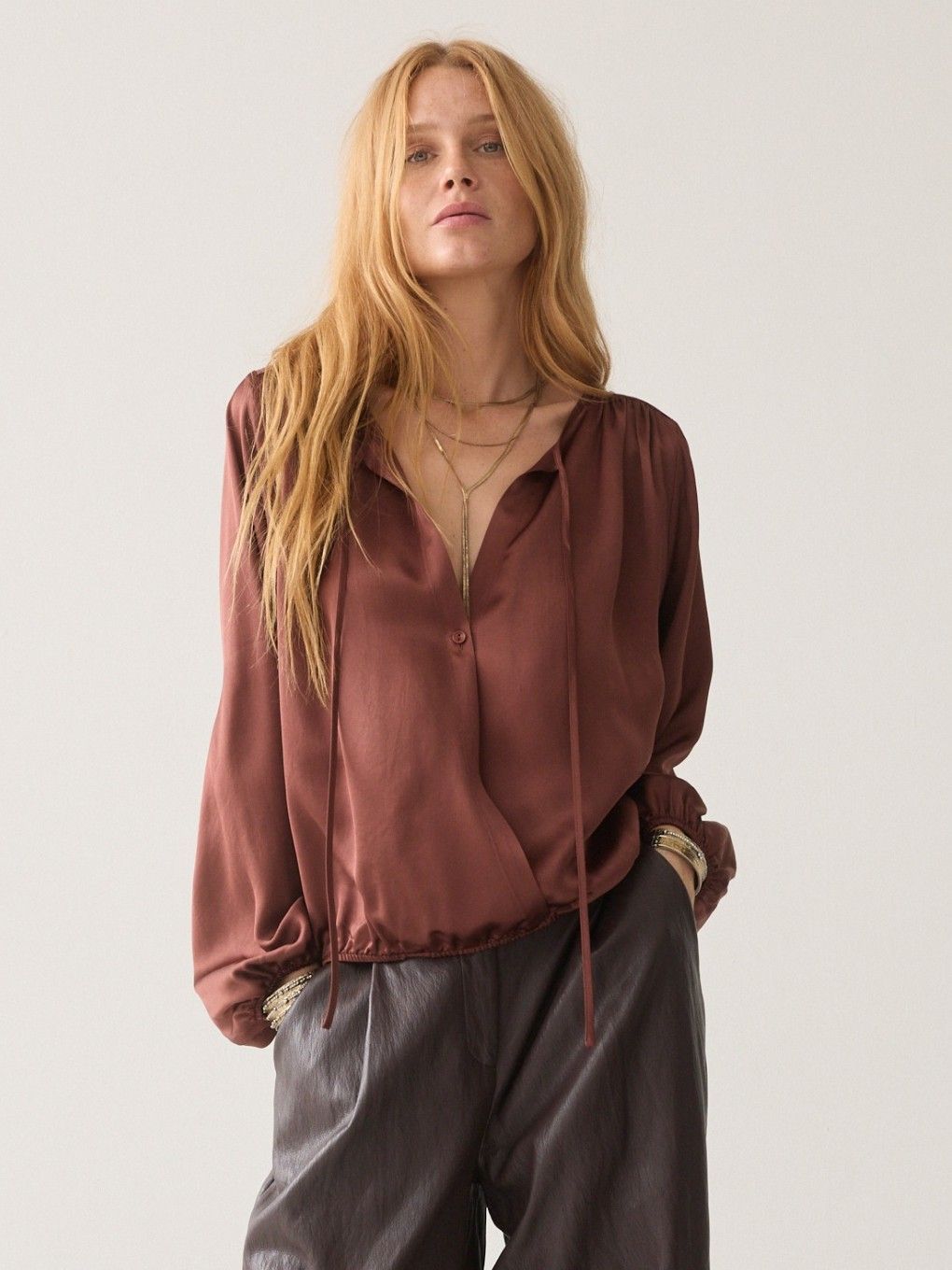 SUMMUM - BLOUSE - Bruin