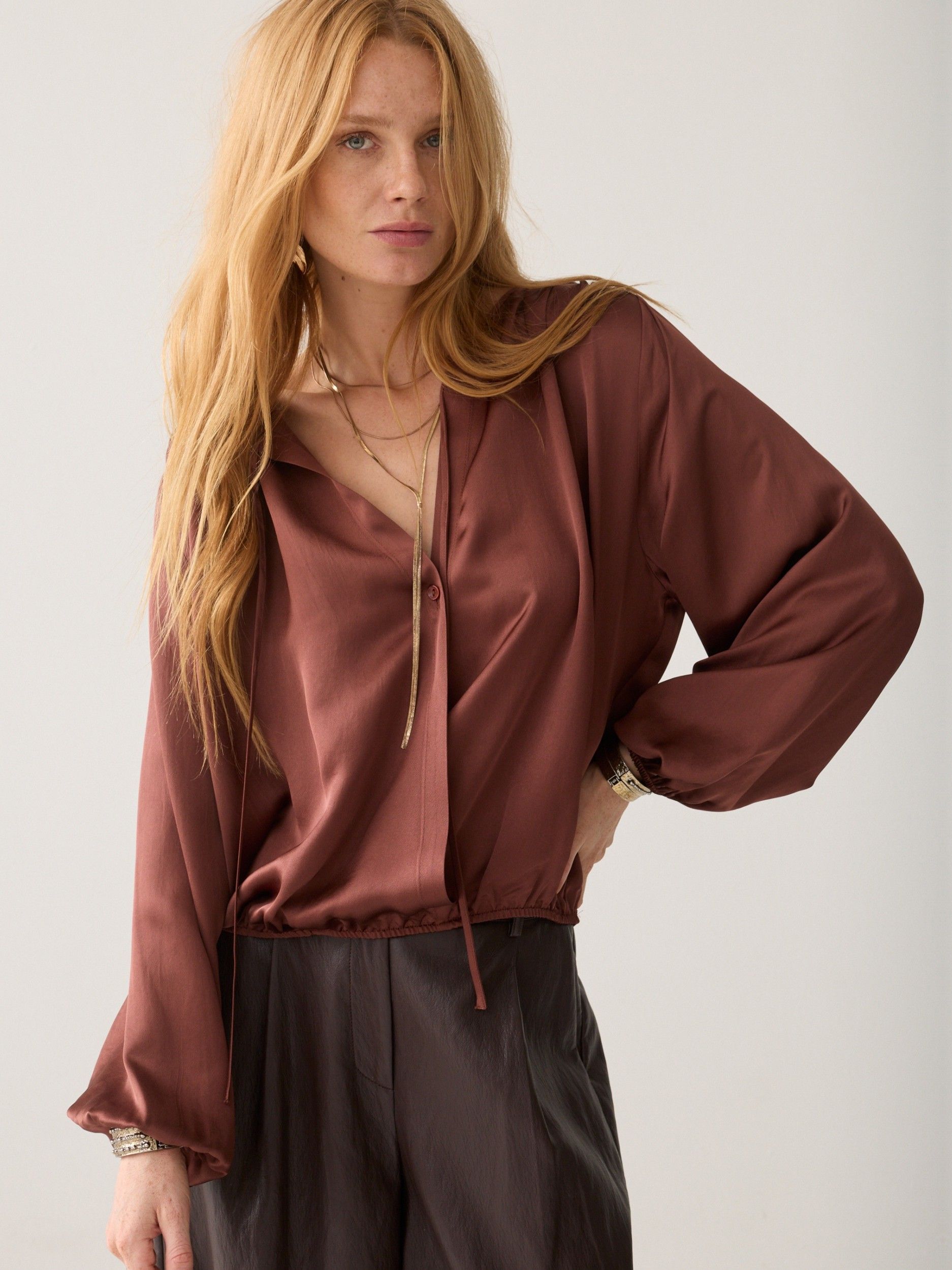 SUMMUM - BLOUSE - Bruin