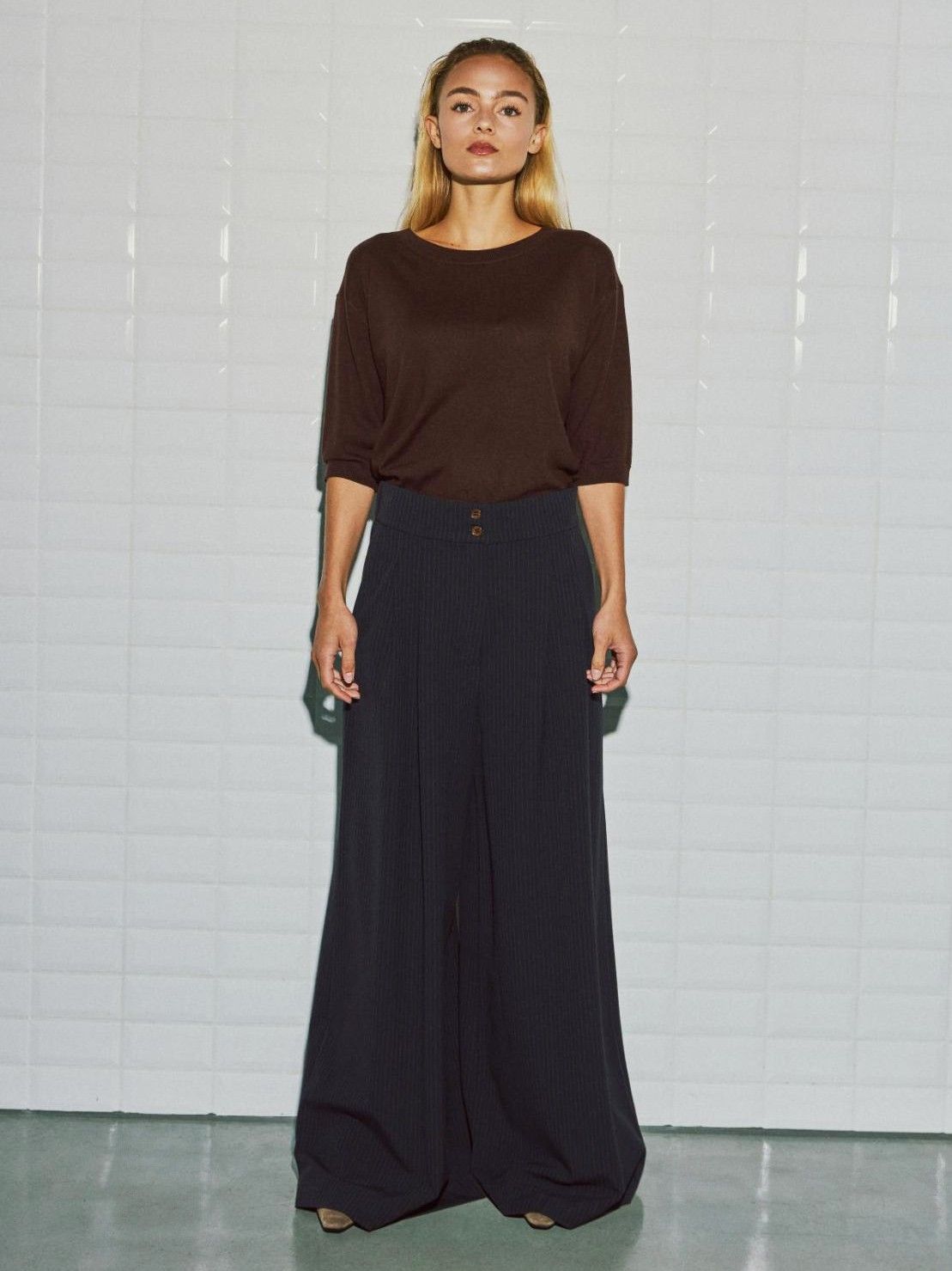 WITH BLACK - BROEK - Blauw