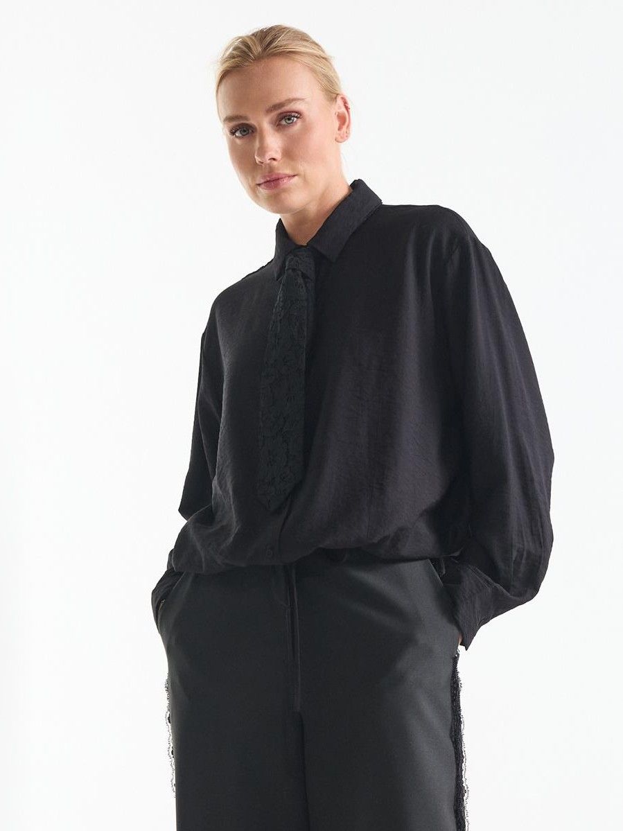 JANSEN AMSTERDAM - BLOUSE - Zwart