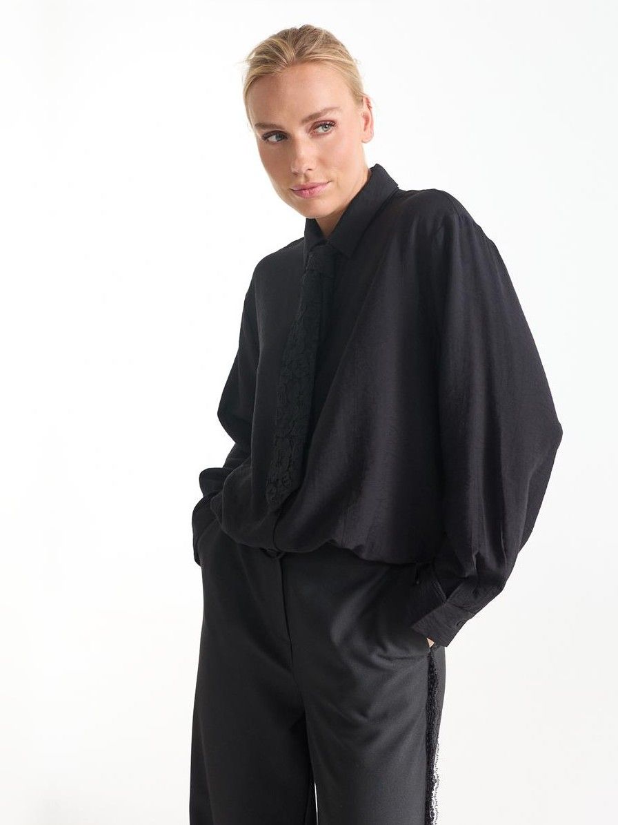 JANSEN AMSTERDAM - BLOUSE - Zwart