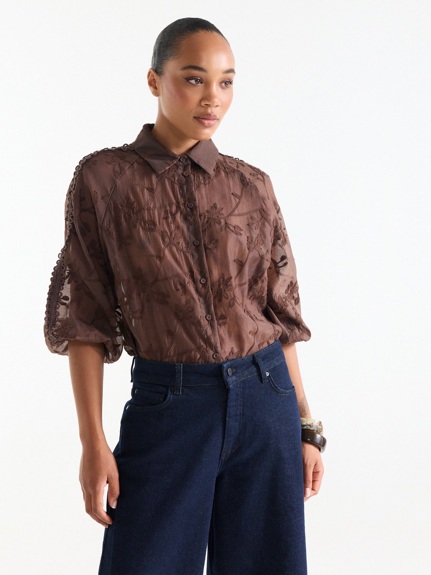 JANSEN AMSTERDAM - BLOUSE - Bruin