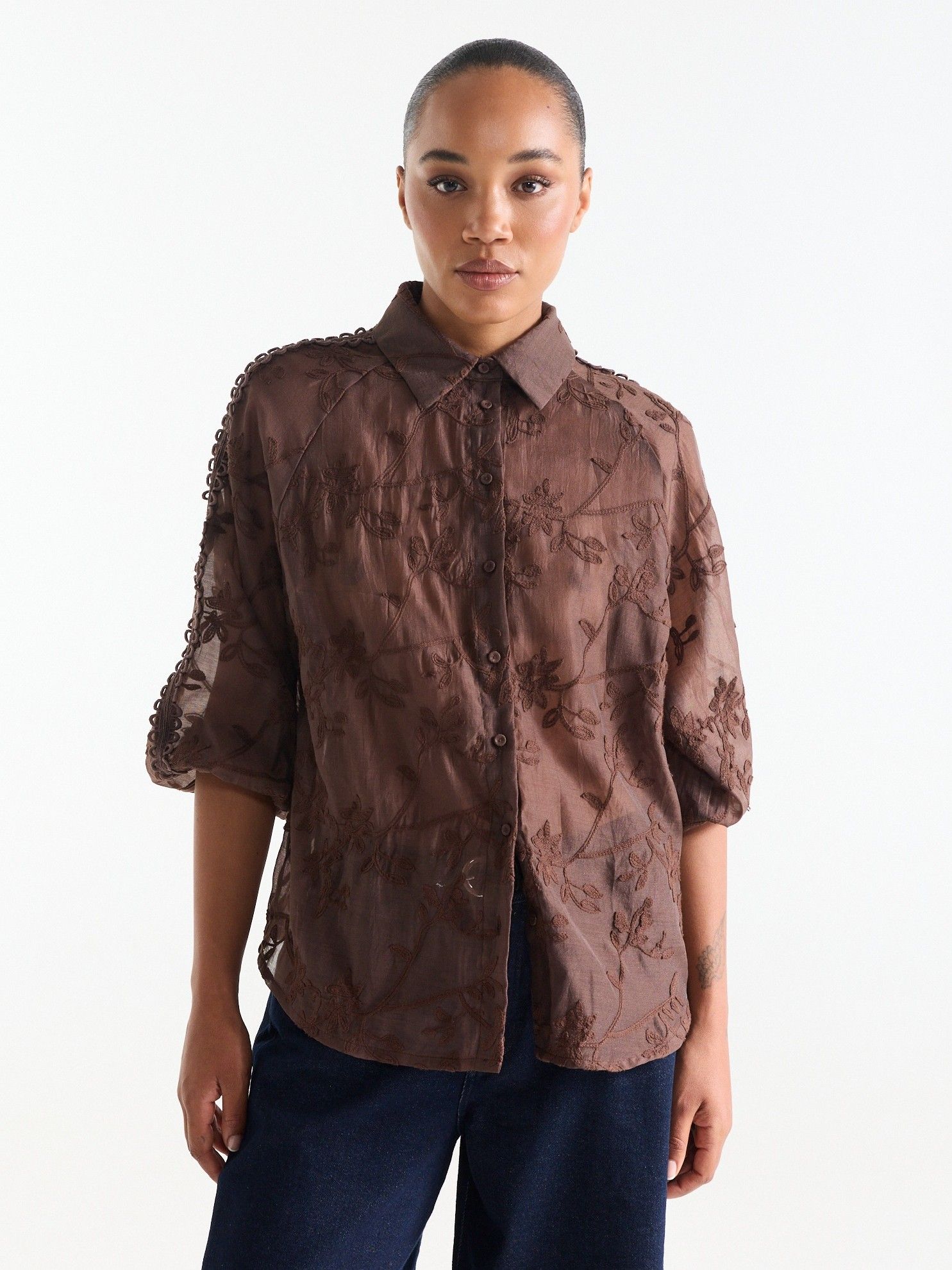 JANSEN AMSTERDAM - BLOUSE - Bruin