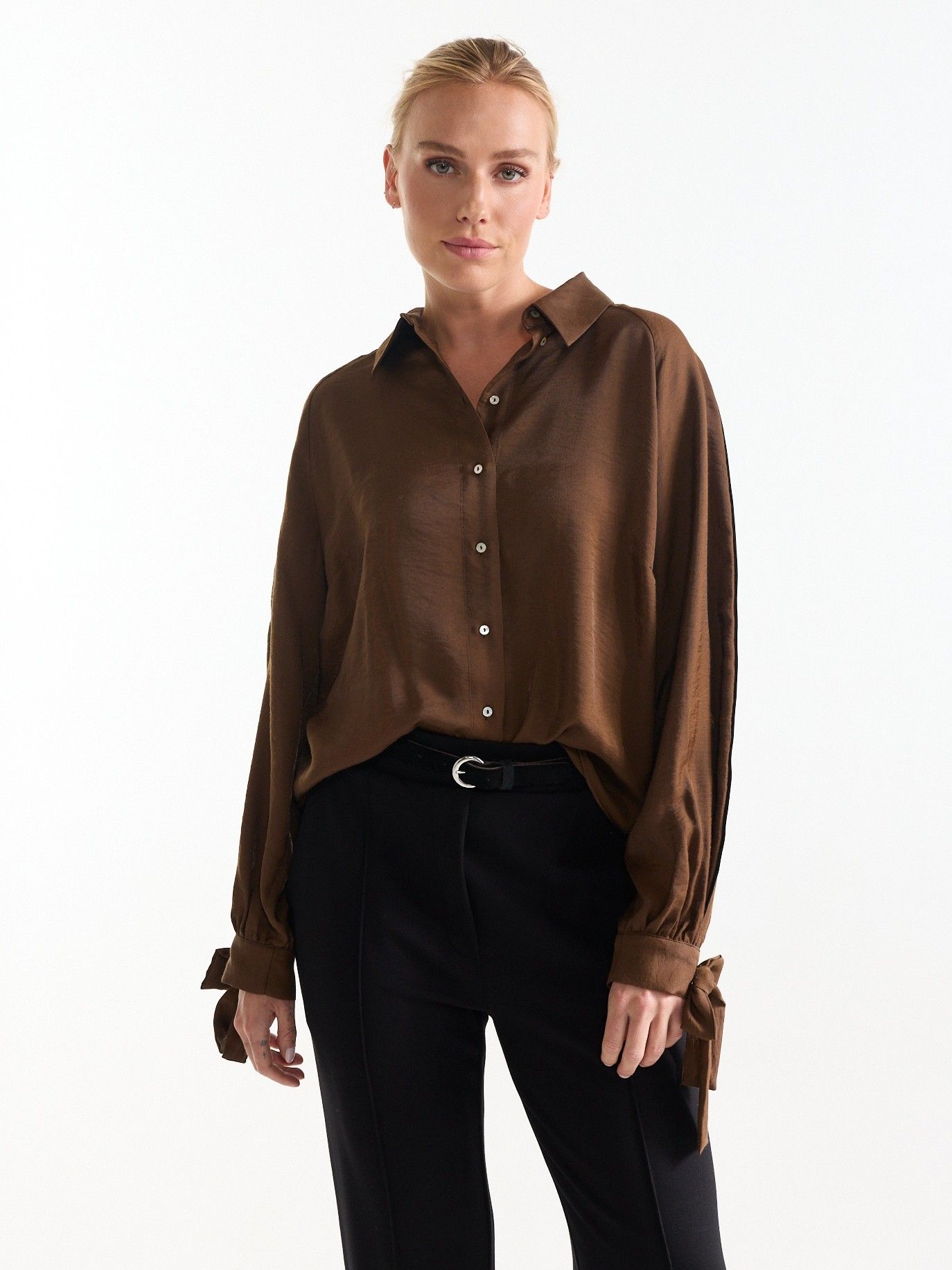 JANSEN AMSTERDAM - BLOUSE - Bruin
