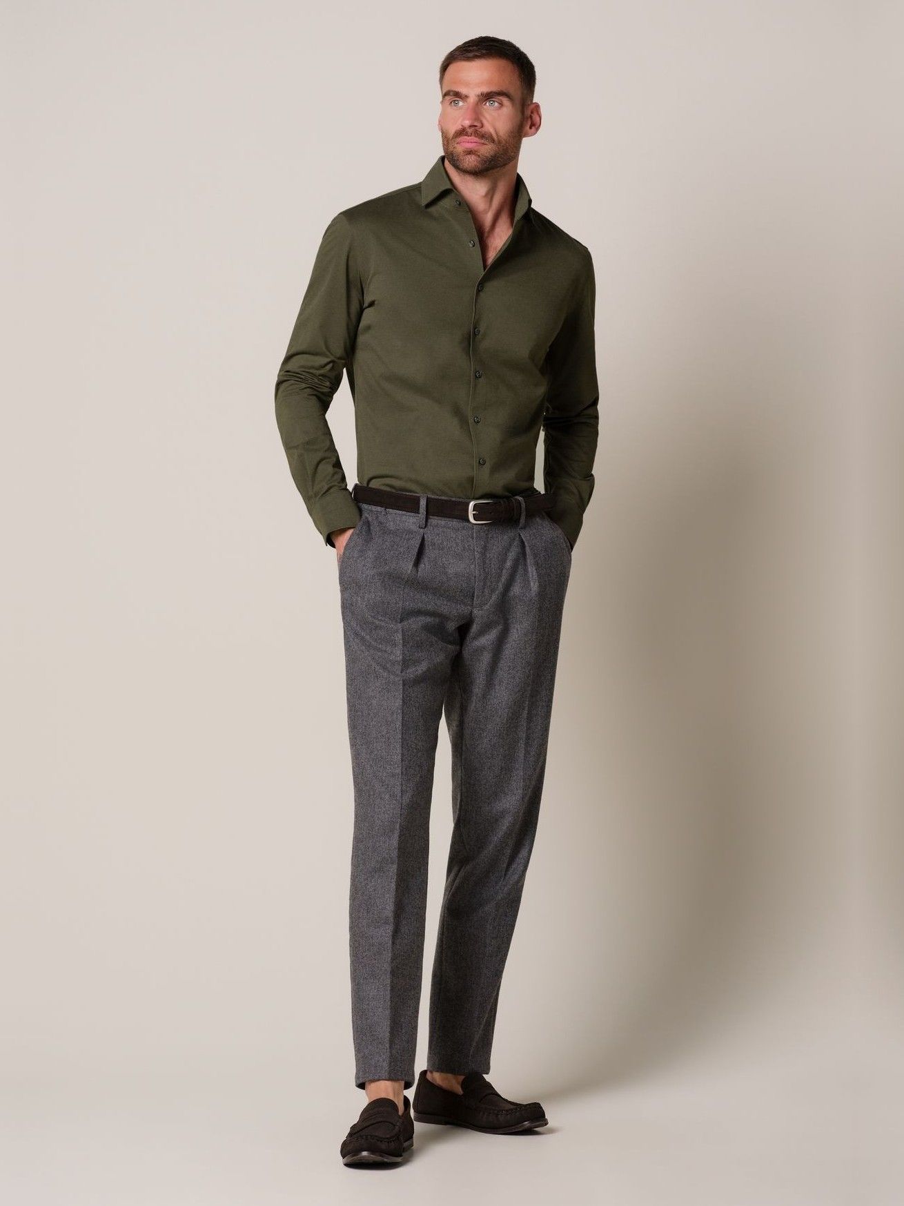 PROFUOMO - OVERHEMD - Groen