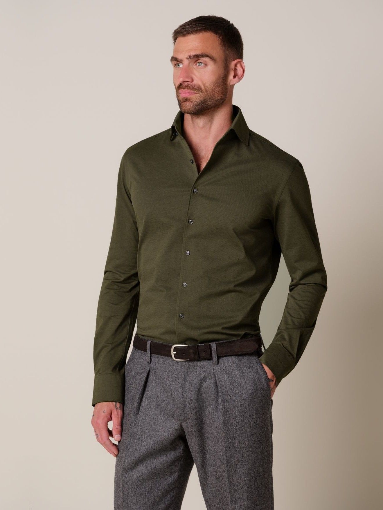 PROFUOMO - OVERHEMD - Groen