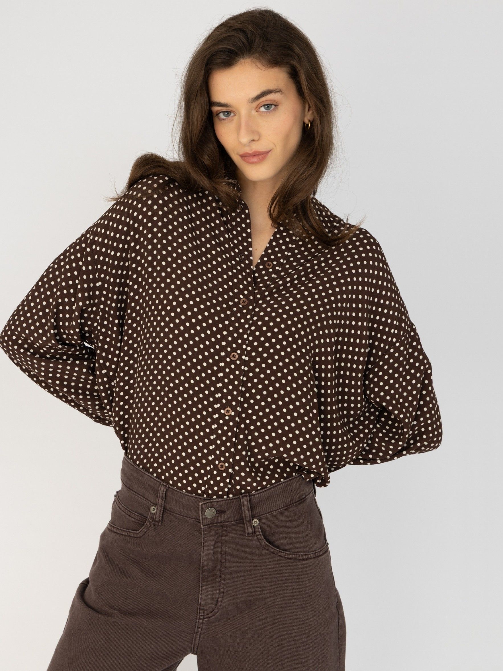 ANNA BLUE - BLOUSE - Bruin