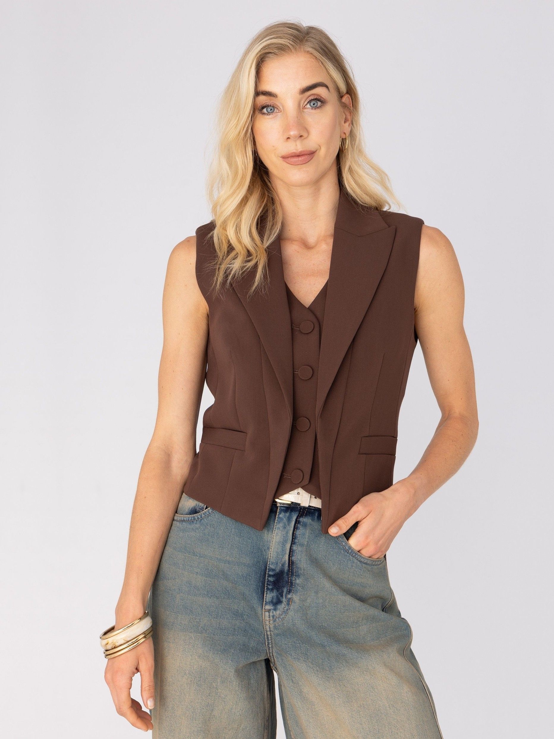ANNA VAN TOOR - GILET - Bruin
