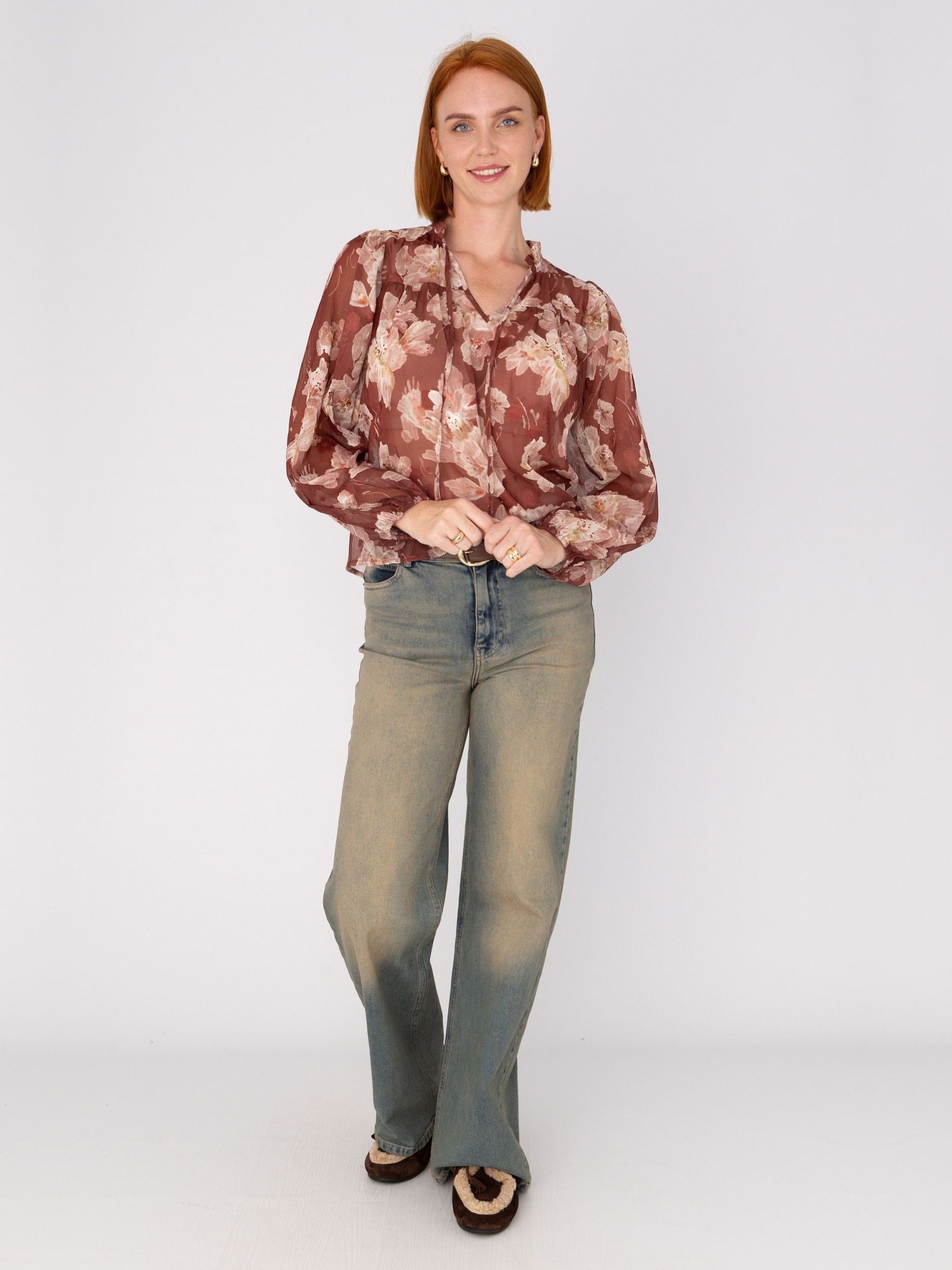 ANNA VAN TOOR - BLOUSE - Bruin