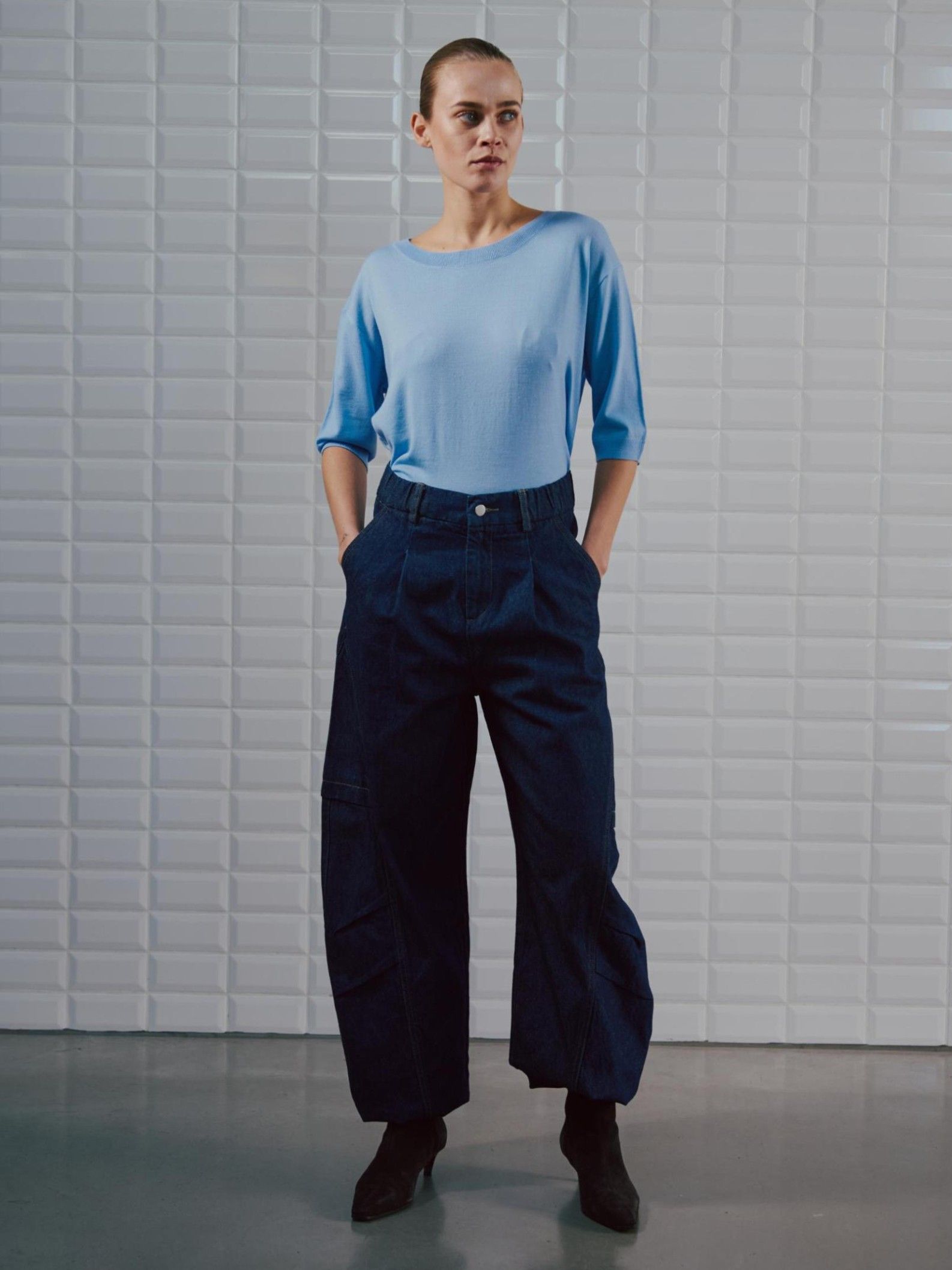 WITH BLACK - BROEK - Blauw