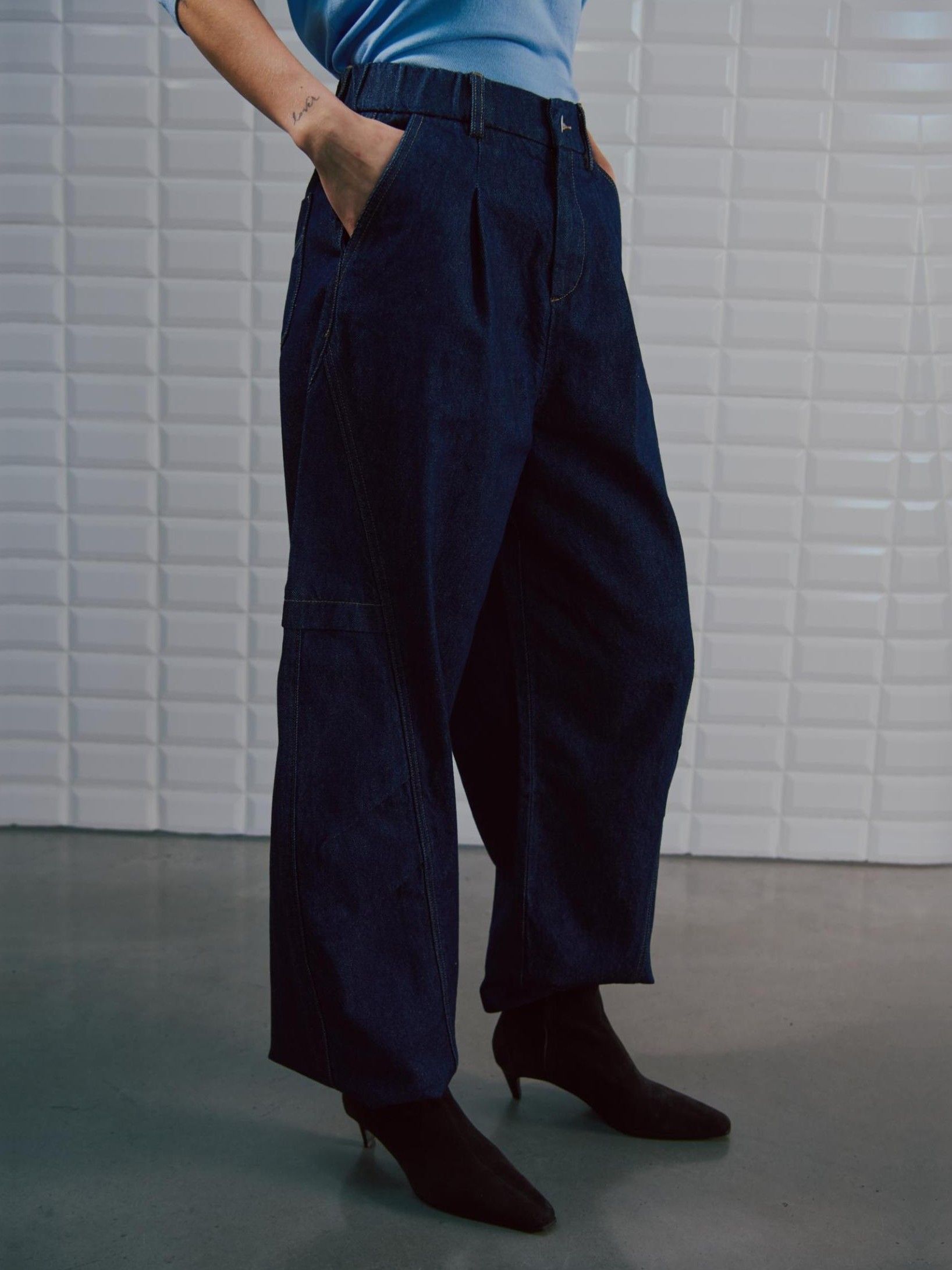 WITH BLACK - BROEK - Blauw
