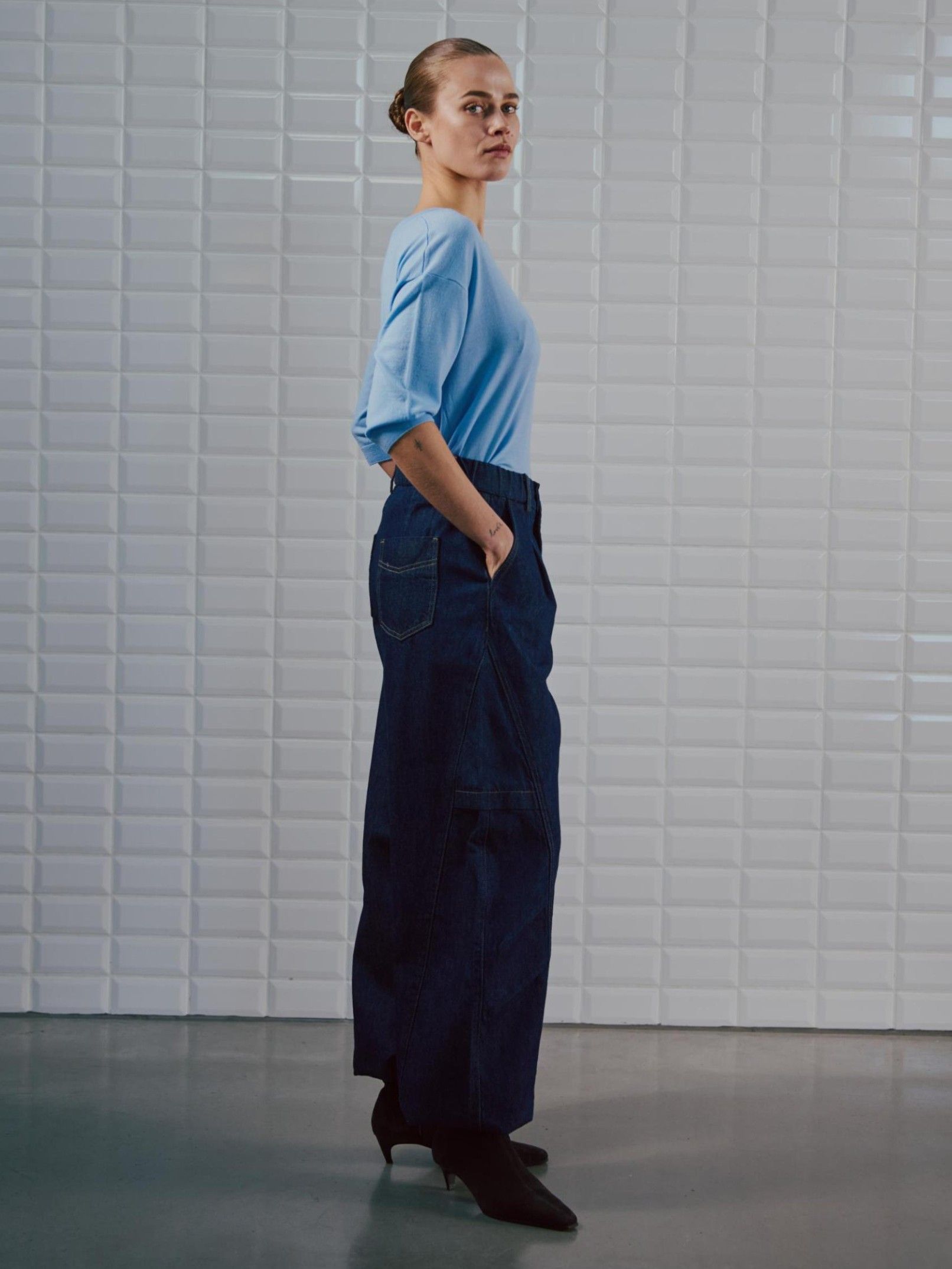 WITH BLACK - BROEK - Blauw