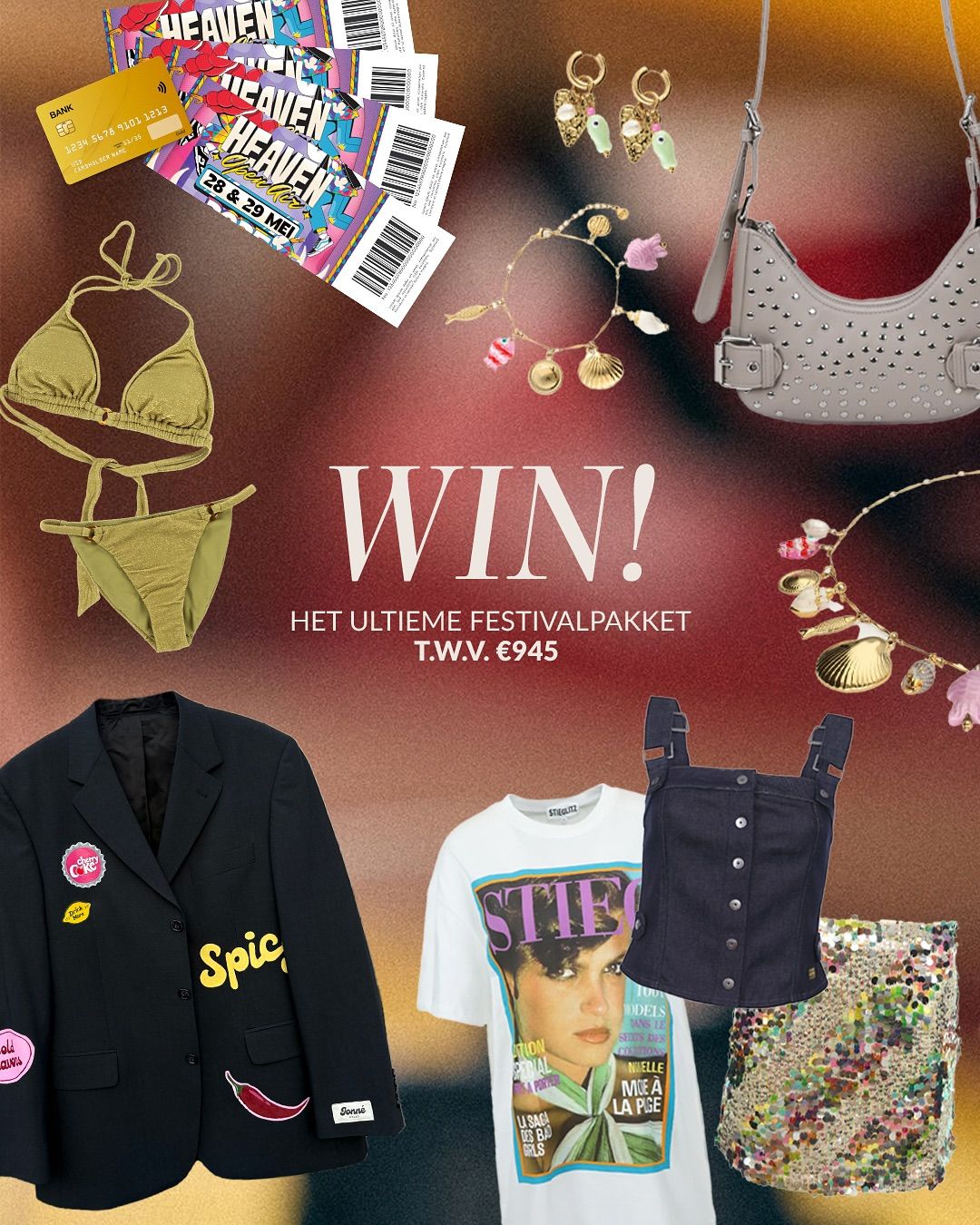 WIN HET ULTIEME FESTIVAL PAKKET TER WAARDE VAN €945!
Get ready for festival season met dit MEGA festivalpakket vol musthaves! 🪩✨ Swipe om te zien wat er allemaal in dit té gekke pakket zit. Dit wil je niet missen!
WAT ZIT ER ALLEMAAL IN HET PAKKET?
* 4x tickets + cashcard t.w.v. €75 voor @heavenopenair
* €250 shoptegoed bij @zijvanrinsma
* Handgeschilderde blazer van @jonneatelier
* Een Sam Friday bikini via @qulotte_lingerie
* Tas om jouw festival look compleet te maken van @nunoobags
* Sieraden uit de nieuwste Fruits de Mer collectie van @myjewellery
HOE DOE JE MEE?
1. Like deze post
2. Volg @zijvanrinsma en @heavenopenair op Instagram
3. Tag hieronder drie vrienden met wie jij naar Heaven Open Air gaat als jij wint!
4. Extra kans maken? Deel deze post in jouw story en tag @zijvanrinsma en @heavenopenair
Woensdag 7 mei om 14:00 maken we de winnaars bekend. Good luck!
#zijvanrinsma #rinsmamodeplein #winactie #festivalpakket #festivalseason #heavenopenair #jonnéatelier #qulotte #samfriday #myjewellery #núnoo WIN HET ULTIEME FESTIVAL PAKKET TER WAARDE VAN €945!
Get ready for festival season met dit MEGA festivalpakket vol musthaves! 🪩✨ Swipe om te zien wat er allemaal in dit té gekke pakket zit. Dit wil je niet missen!
WAT ZIT ER ALLEMAAL IN HET PAKKET?
* 4x tickets + cashcard t.w.v. €75 voor @heavenopenair
* €250 shoptegoed bij @zijvanrinsma
* Handgeschilderde blazer van @jonneatelier
* Een Sam Friday bikini via @qulotte_lingerie
* Tas om jouw festival look compleet te maken van @nunoobags
* Sieraden uit de nieuwste Fruits de Mer collectie van @myjewellery
HOE DOE JE MEE?
1. Like deze post
2. Volg @zijvanrinsma en @heavenopenair op Instagram
3. Tag hieronder drie vrienden met wie jij naar Heaven Open Air gaat als jij wint!
4. Extra kans maken? Deel deze post in jouw story en tag @zijvanrinsma en @heavenopenair
Woensdag 7 mei om 14:00 maken we de winnaars bekend. Good luck!
#zijvanrinsma #rinsmamodeplein #winactie #festivalpakket #festivalseason #heavenopenair #jonnéatelier #qulotte #samfriday #myjewellery #núnoo
