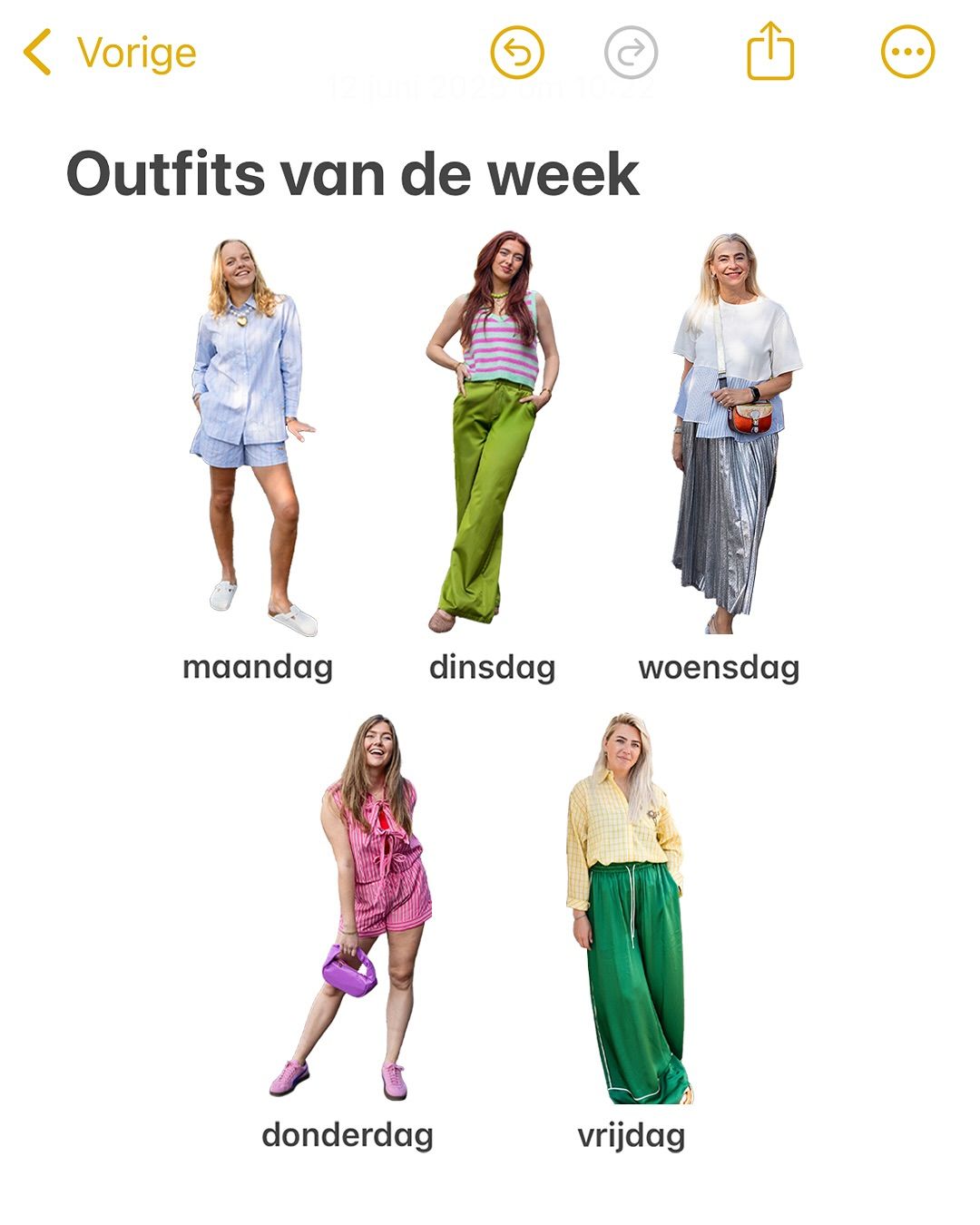Van maandag tot vrijdag in streepjes. Elke dag een nieuwe look, één ding blijft hetzelfde: onze liefde voor strepen.

Ga voor een mooie mix van streep op streep of combineer je streepjes sportief. Van klassiek blauw-wit tot zomers pastel: strepen brengen meteen dat frisse, vrolijke zomergevoel.

Welke dag is jouw favoriete look? 🦋🌷🍋 
𝗠𝗮𝗮𝗻𝗱𝗮𝗴 🦋
Blouse en short: ØLÅF 
𝗗𝗶𝗻𝘀𝗱𝗮𝗴 🌷
Gilet: American Vintage
Pantalon: Femmes du Sud 
𝗪𝗼𝗲𝗻𝘀𝗱𝗮𝗴 🪩
Shirt en rok: Max Mara 
𝗗𝗼𝗻𝗱𝗲𝗿𝗱𝗮𝗴 💗
Blouse en short: Harper &amp; Yve
 𝗩𝗿𝗶𝗷𝗱𝗮𝗴 🍋
Blouse: Co’Couture
Pantalon: Essentiel Antwerp

 #zijvanrinsma #outfitinspo #ootd #inspiratielooks